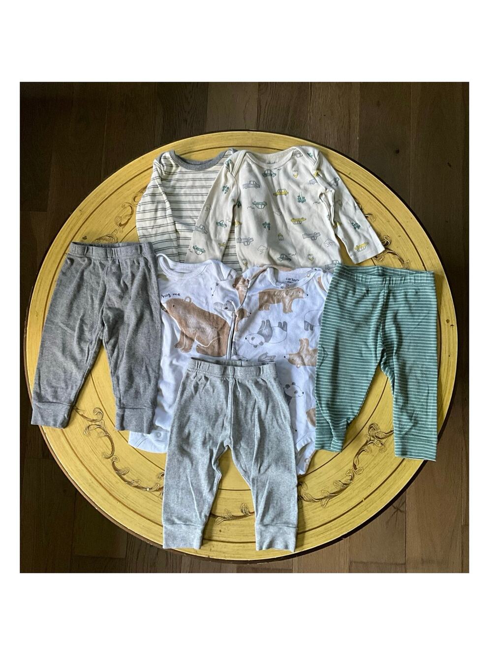 Assorted 12m gender neutral onesies and pants